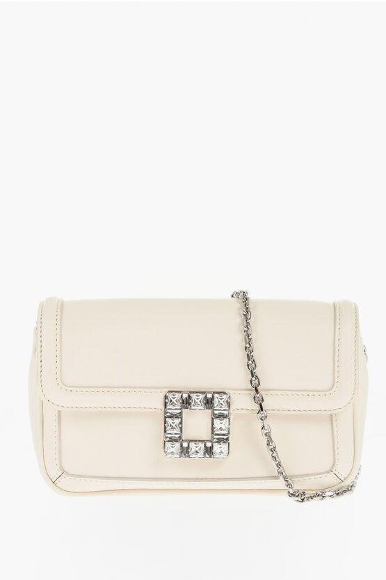 Roger Vivier Leather Jeu De Fille Shoulder Bag With Crystals Embellished