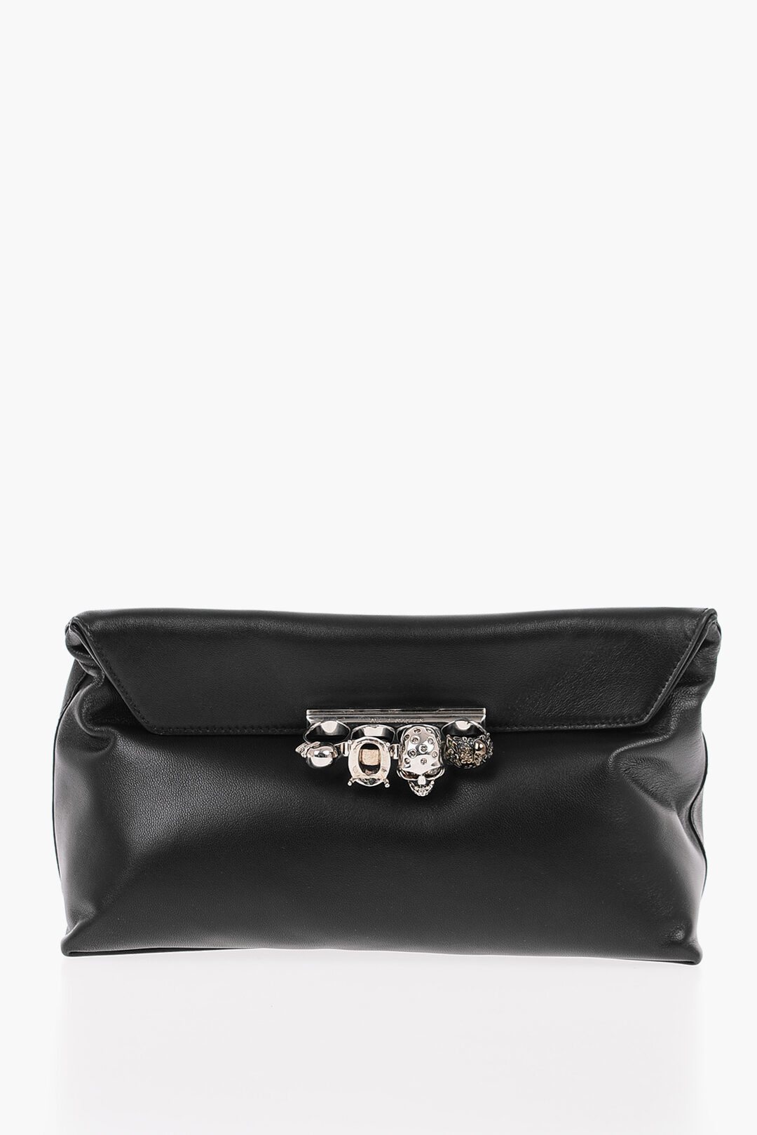 Alexander McQueen Leather JEWEL KNUCKLES Clutch with Magnetic Closure women  - Glamood Outlet