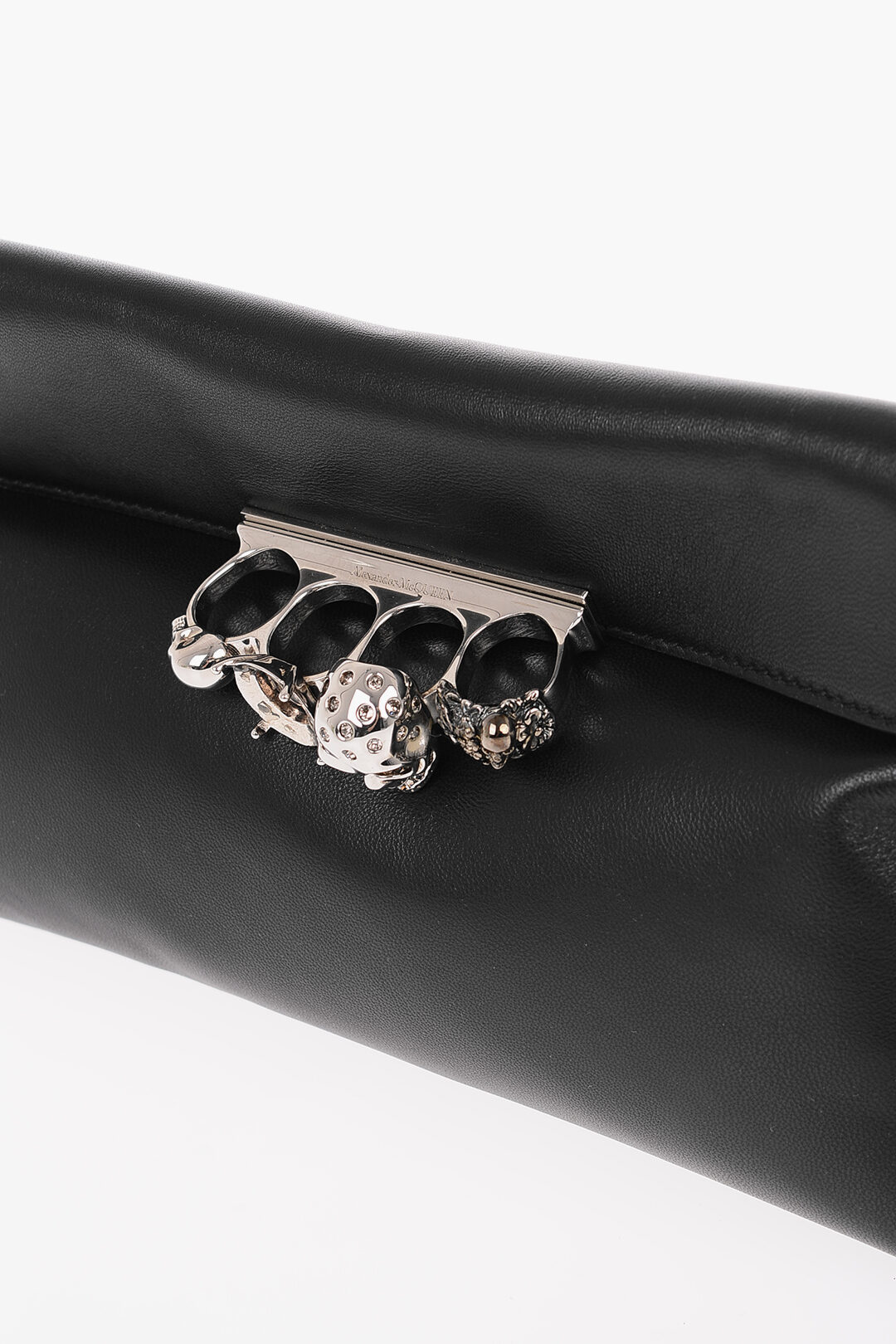 Alexander McQueen Leather JEWEL KNUCKLES Clutch with Closure