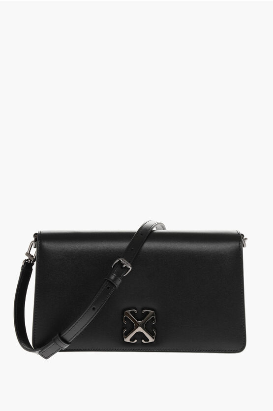 Shop Off-white Leather Jitney 1.7 Crossbody Bag With Silver-tone Logo