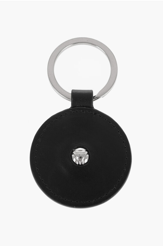 Momodesign Leather Keychain With Embossed Logo In Black