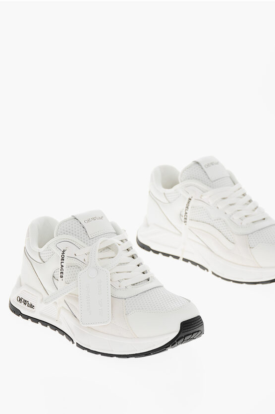 Off-white Leather Kick Off Sneakers With Suede Details In White