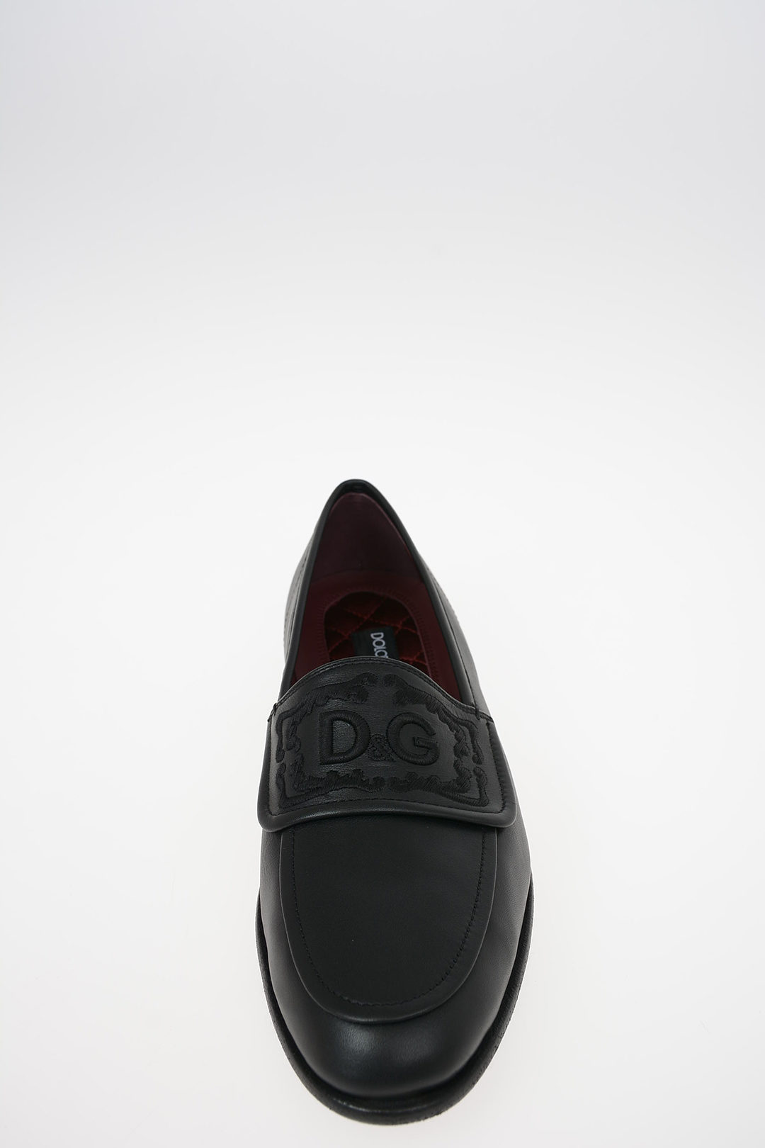 Dolce & Gabbana Leather KING CITY Loafers with Embroidery