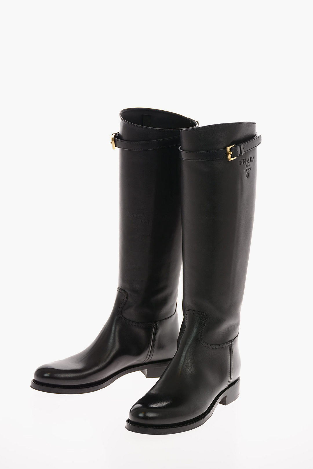 Prada Leather Knee High Boots 5 Cm women - Glamood Outlet