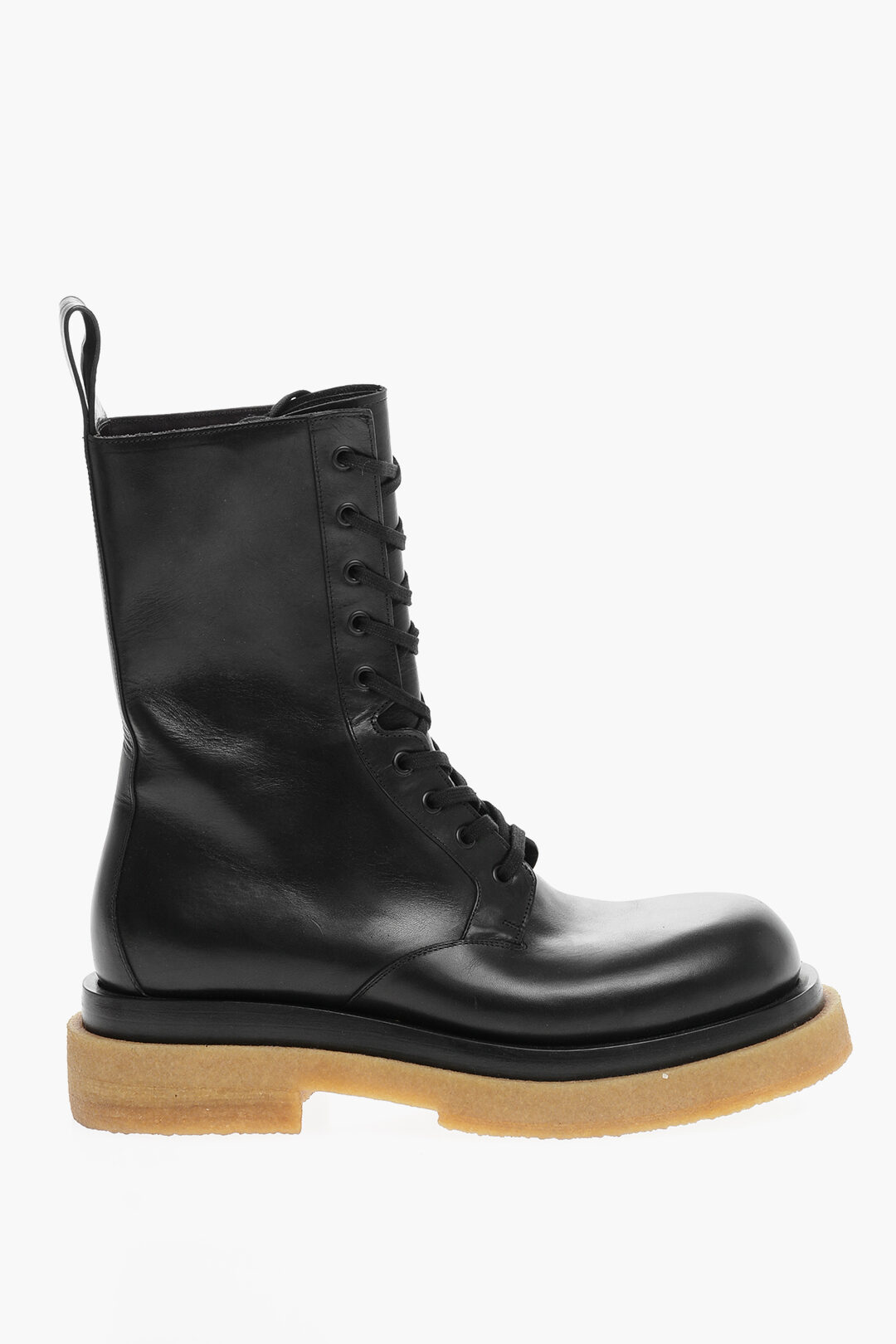 Bottega Veneta Leather Lace-up Combat Booties with Rubber
