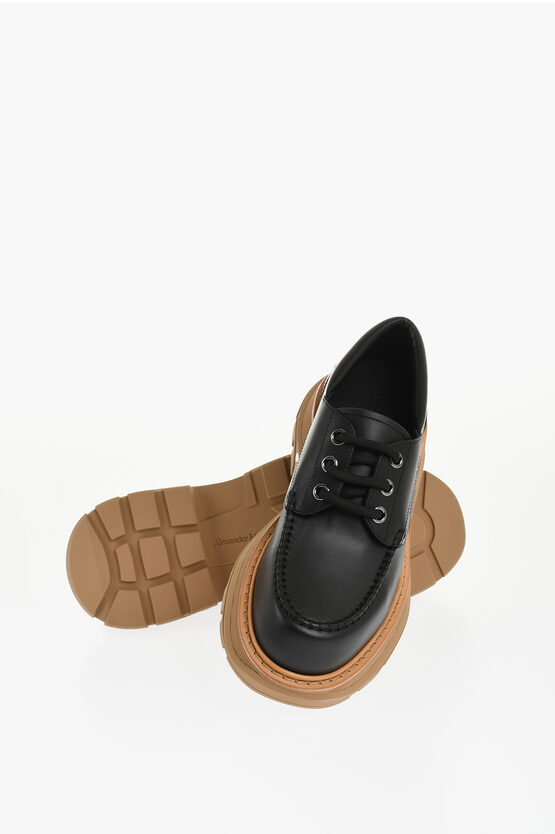 Alexander Mcqueen Leather Lace-up Shoes With Chunky Sole In Black