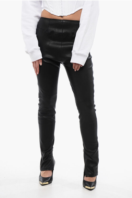 Dsquared2 Black Faux Leather Stirrup Leggings