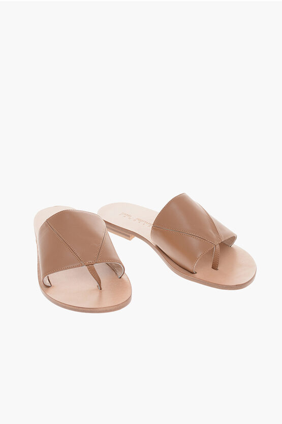Capri Positano Sandals Leather Leonia Thong Sandals In Brown