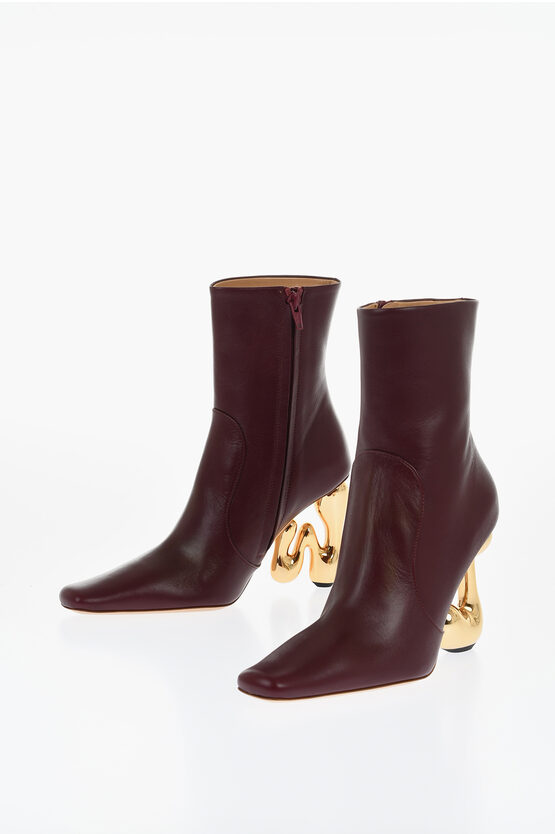 JW ANDERSON LEATHER LETTER BOOTIES WITH STATEMENT HEEL 10 CM