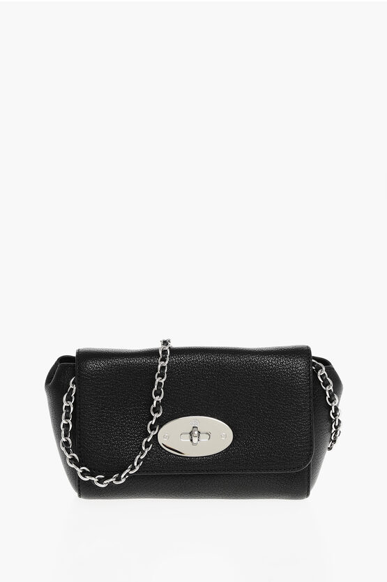Mulberry Leather Lily Glossy Mini Bag With Shoulder Chain