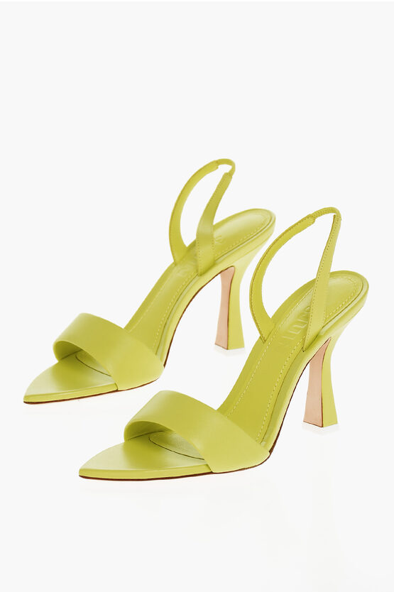 3juin Leather Lily Slingback Sandals With Spool Heel 10cm In Green