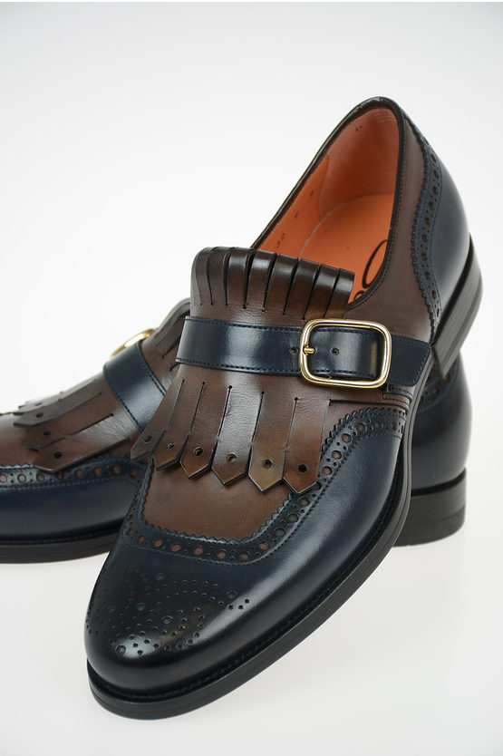 Santoni Leather Loafer with Broguing men - Glamood Outlet