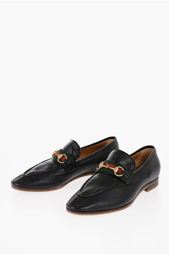 Gucci Leather Loafers With Iconic Detail In Black