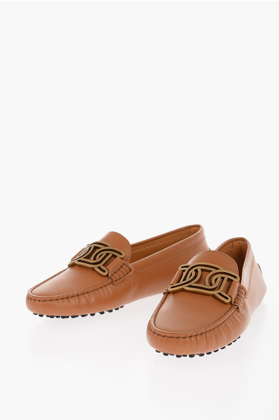 Shop Tod's Leather Loafers With Logoed Buckle