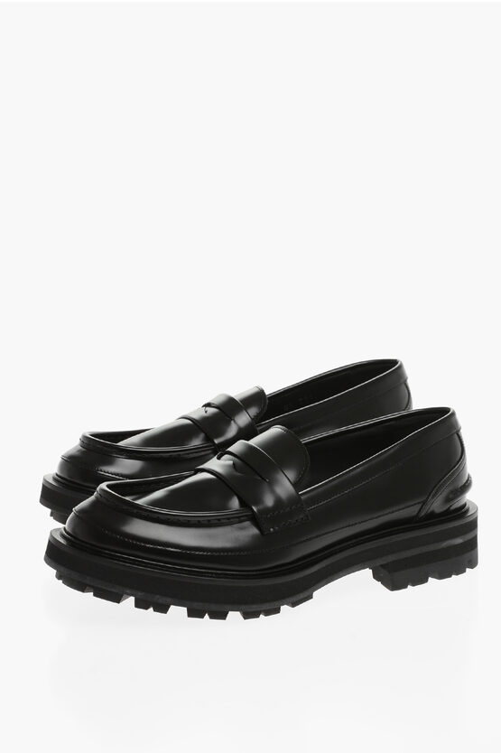 Shop Alexander Mcqueen Leather Loafers With Tank Sole
