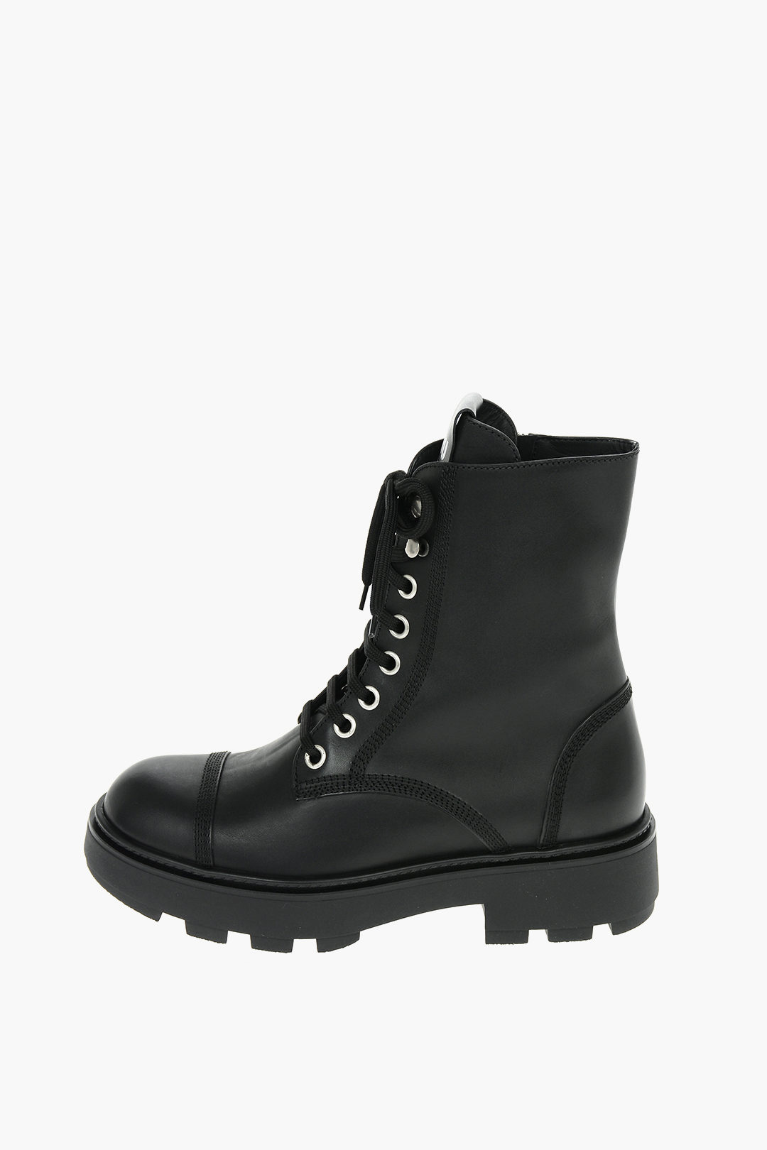 ショートブーツ・ブーティ Miu Miu Antiqued Leather Combat Boots Boots and Ankle Boots For Women: Platform & Flat Booties