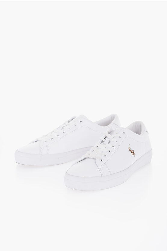 Polo Ralph Lauren Leather Longwood Low-top Sneakers With Embroidery Logo In White