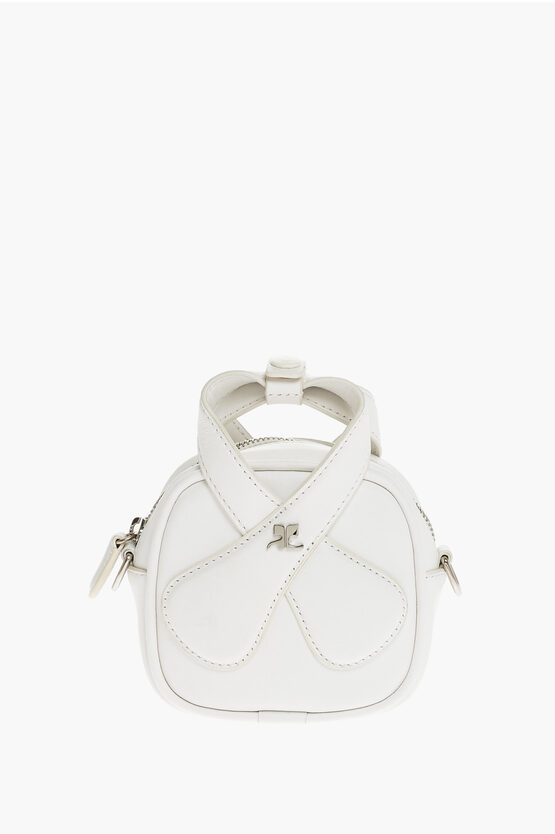 Courrèges Leather Loop Mini Bag With Silver Detail In White