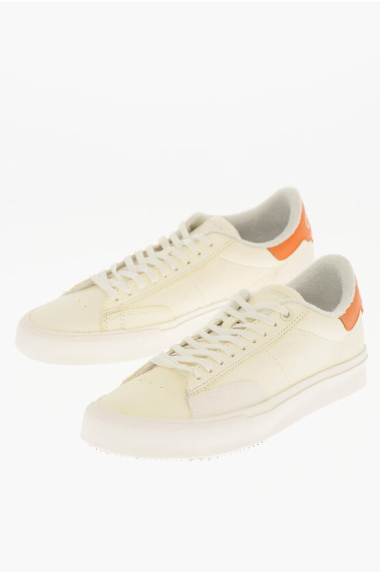 Shop Heron Preston Leather Low Top Sneakers With Contrasting Detail