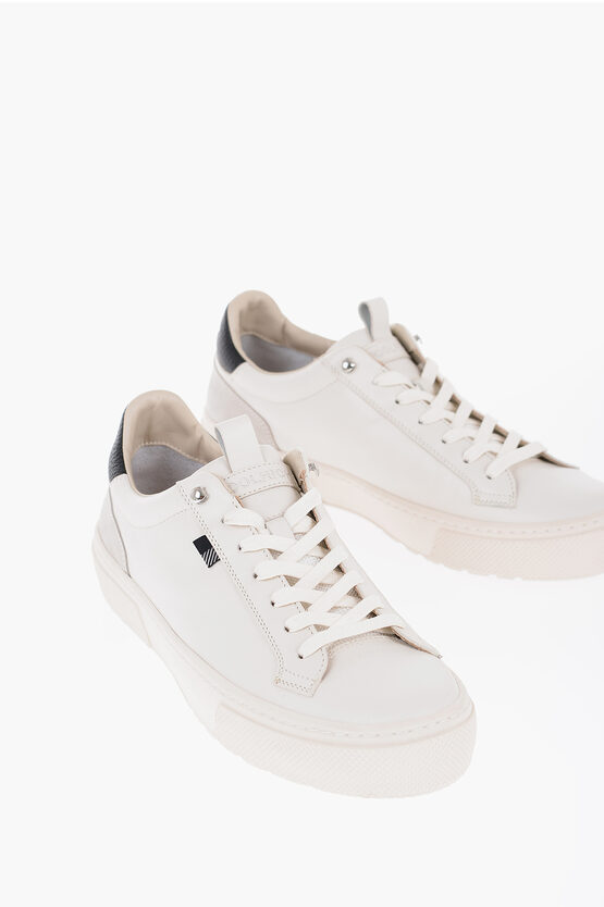 Shop Woolrich Leather Low Top Sneakers With Contrasting Details