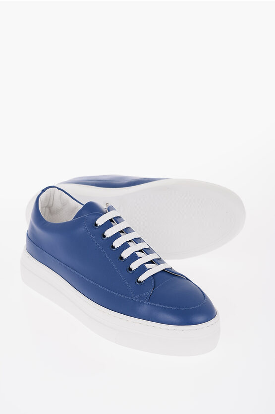 Doucal's Leather Low Top Sneakers With Contrasting Sole