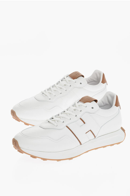Hogan Leather Low-top Sneakers With Logoed Sole In White