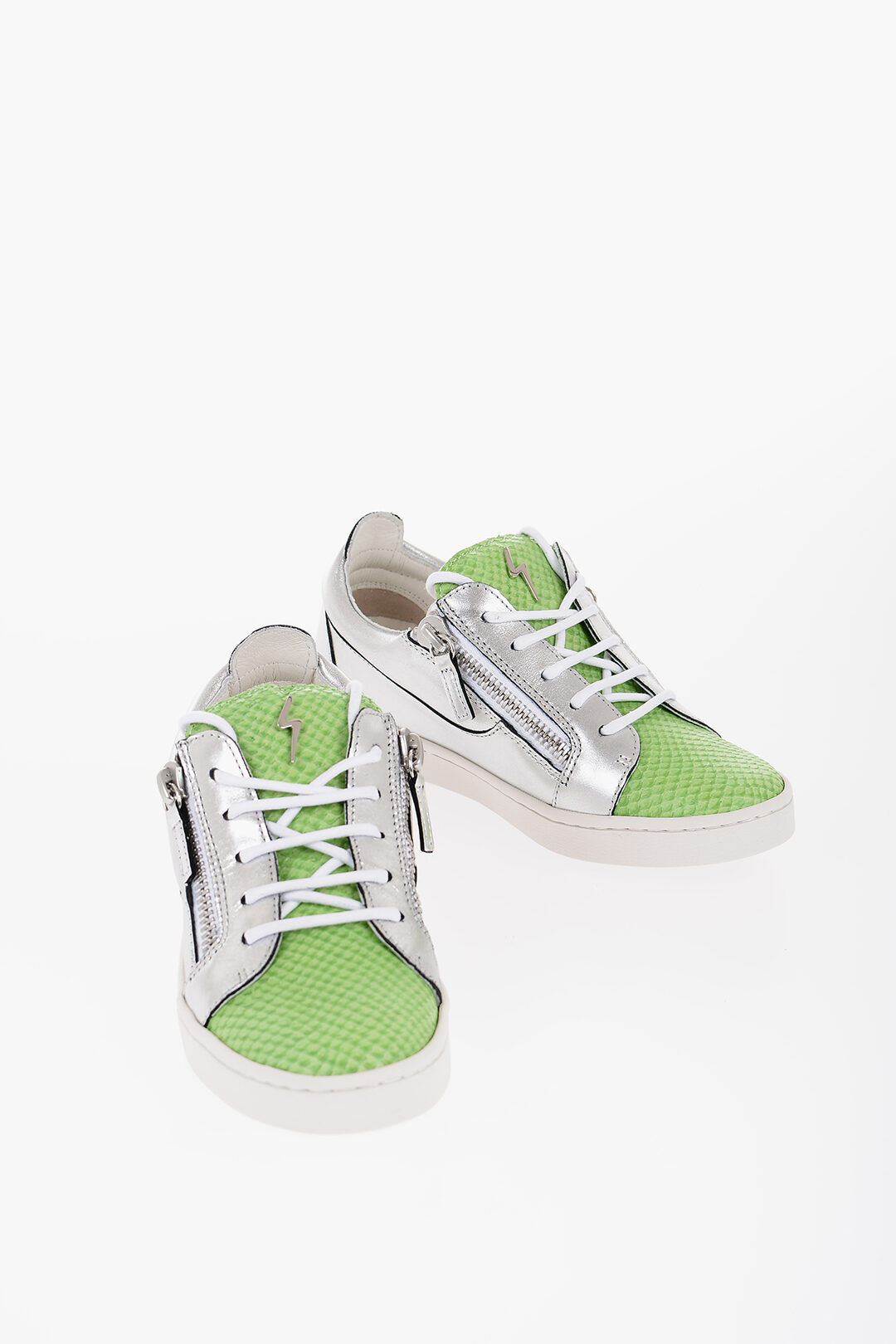 Giuseppe Zanotti Leather Low-Top Sneakers with Metallic Leather