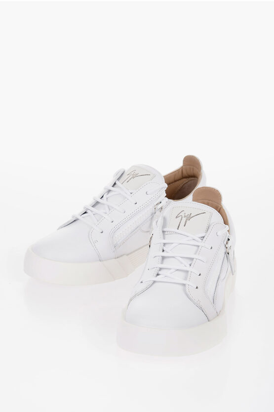 Shop Giuseppe Zanotti Leather Low-top Sneakers With Side Zip