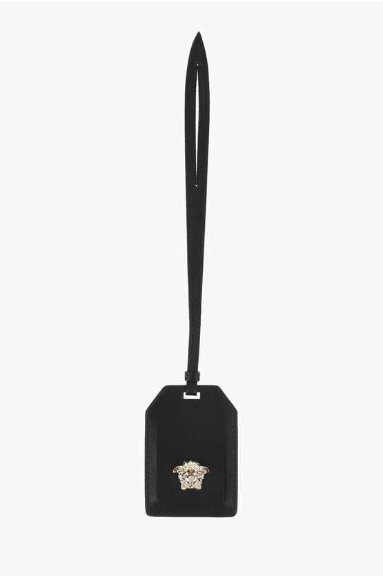 VERSACE LEATHER LUGGAGE TAG WITH MEDUSA