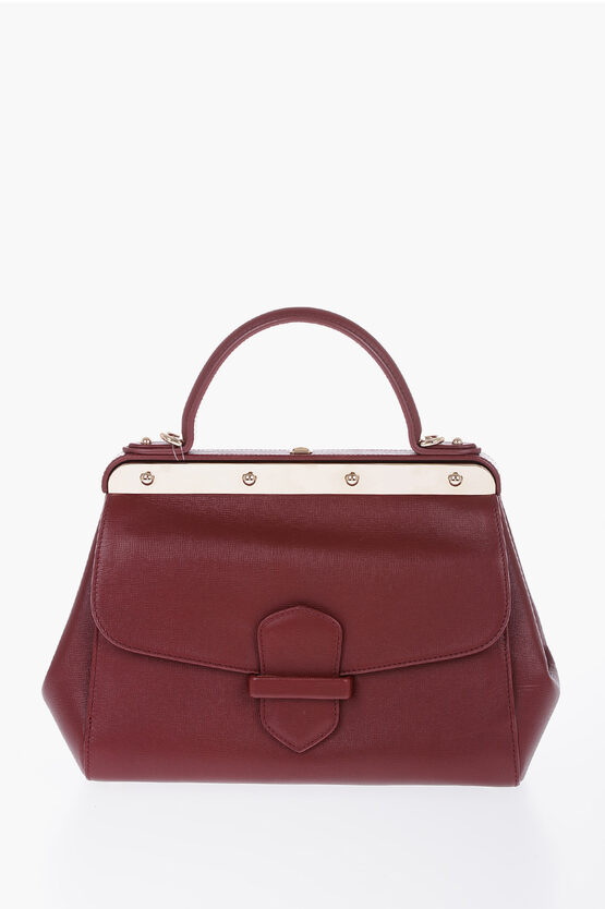Franzi Leather Margherita Handbag With Removable Shoulder Strap In Burgundy