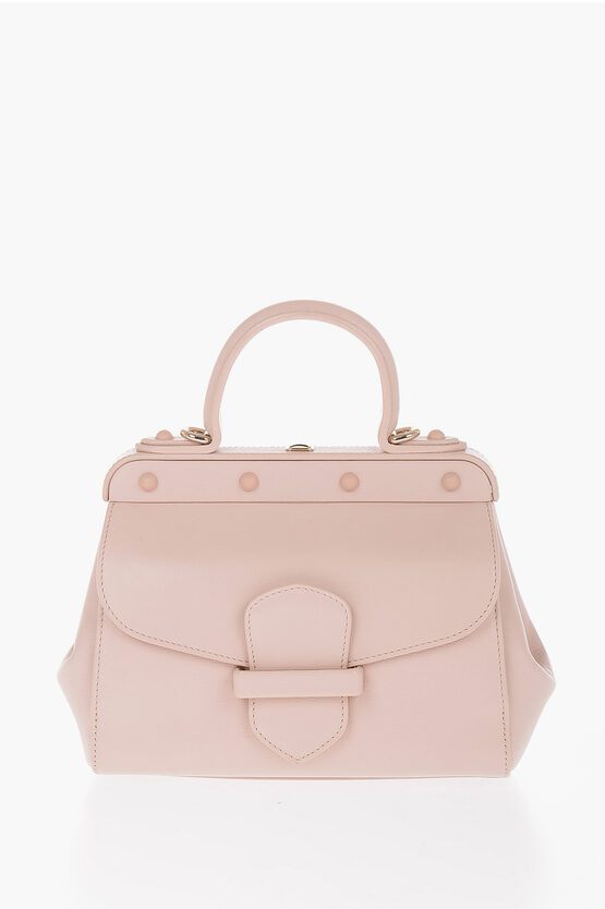 Franzi Leather Margherita Handbag With Removable Shoulder Strap In Pink
