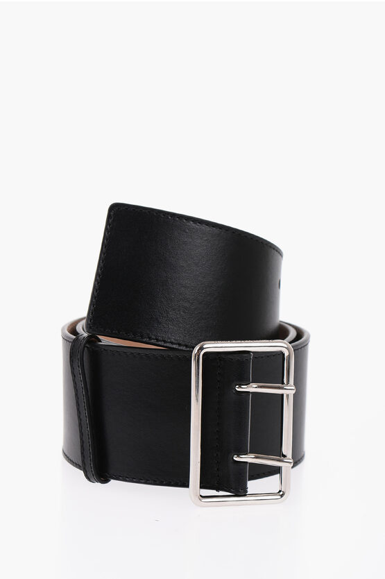 Alexander Mcqueen Leather Maxi Belt 60mm In Black