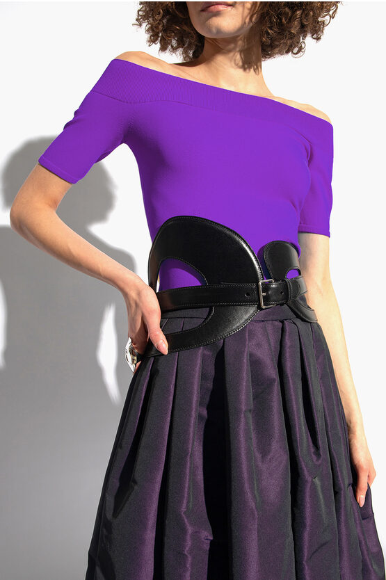 Alexander Mcqueen Leather Maxi Belt With Cut Out Details 190mm