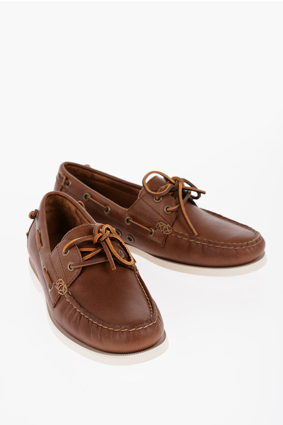 Polo Ralph Lauren Leather Merton Boat Deck Shoes In Brown