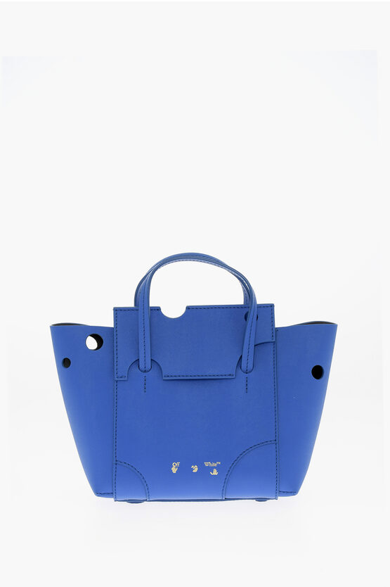 Shop Off-white Leather Meteor Tote Bag With Removable Shoulder Strap