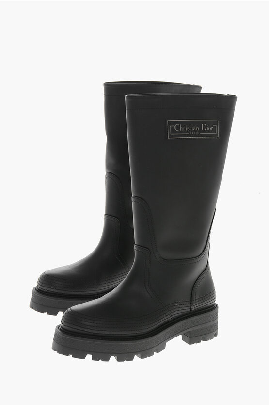 Dior Leather Mid Boots D-scots With Lug Sole In Black
