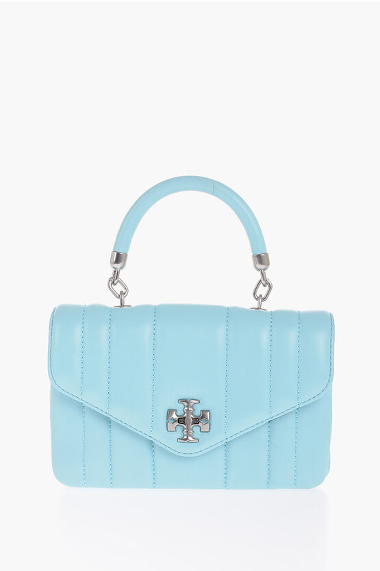 Tory Burch Leather Mini Kira Handbag With Removable Shoulder Strap In Blue
