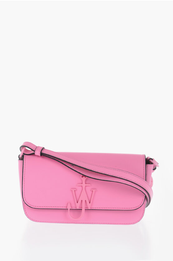 Jw Anderson Leather Mini Shoulder Bag With Chain Detail In Pink