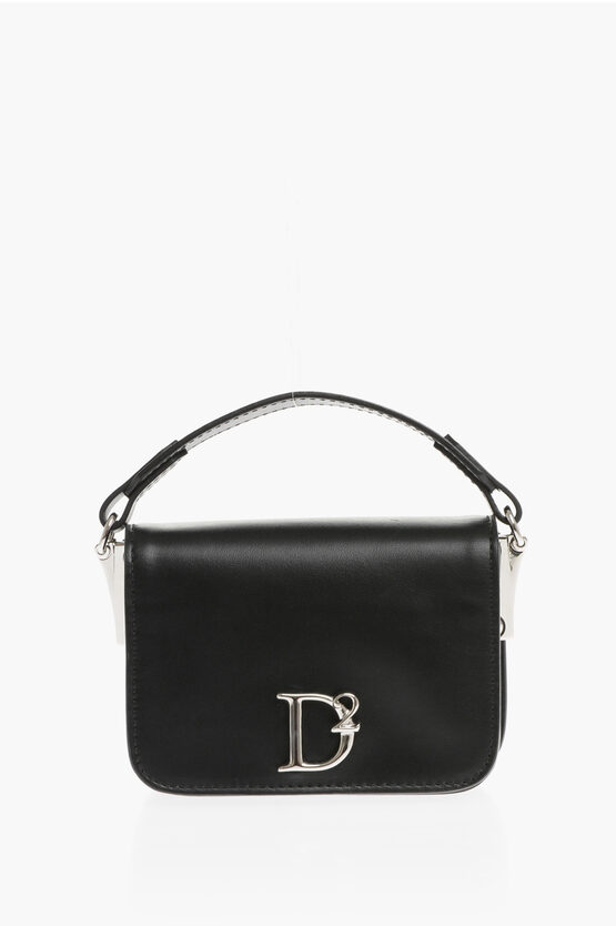Dsquared2 Leather Mini Shoulder Bag With Removable Strap In Black