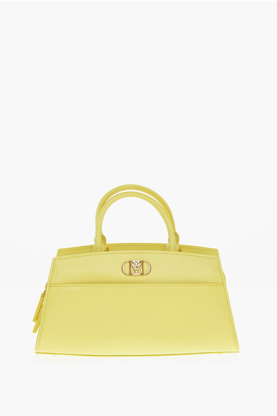 Mcm Leather Mode Mena Crossbody Bag With Golden-effect Applied L In Yellow
