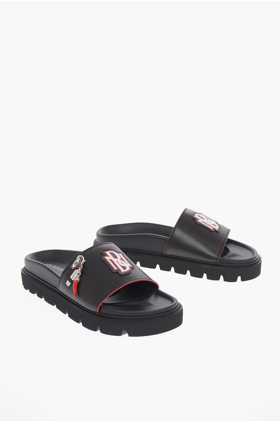 Neil Barrett Leather MONOGRAM Slides Sandals men - Glamood