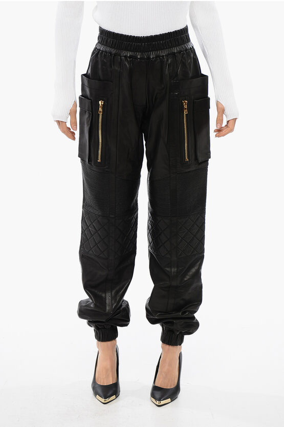 Balmain Woman Pants Black Size 6 Lambskin