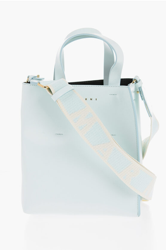 MARNI LEATHER MUSEO MINI TOTE BAG WITH REMOVABLE SHOULDER STRAP 