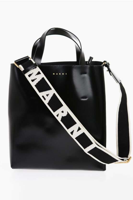 MARNI LEATHER MUSEO MINI TOTE BAG WITH REMOVABLE SHOULDER STRAP 