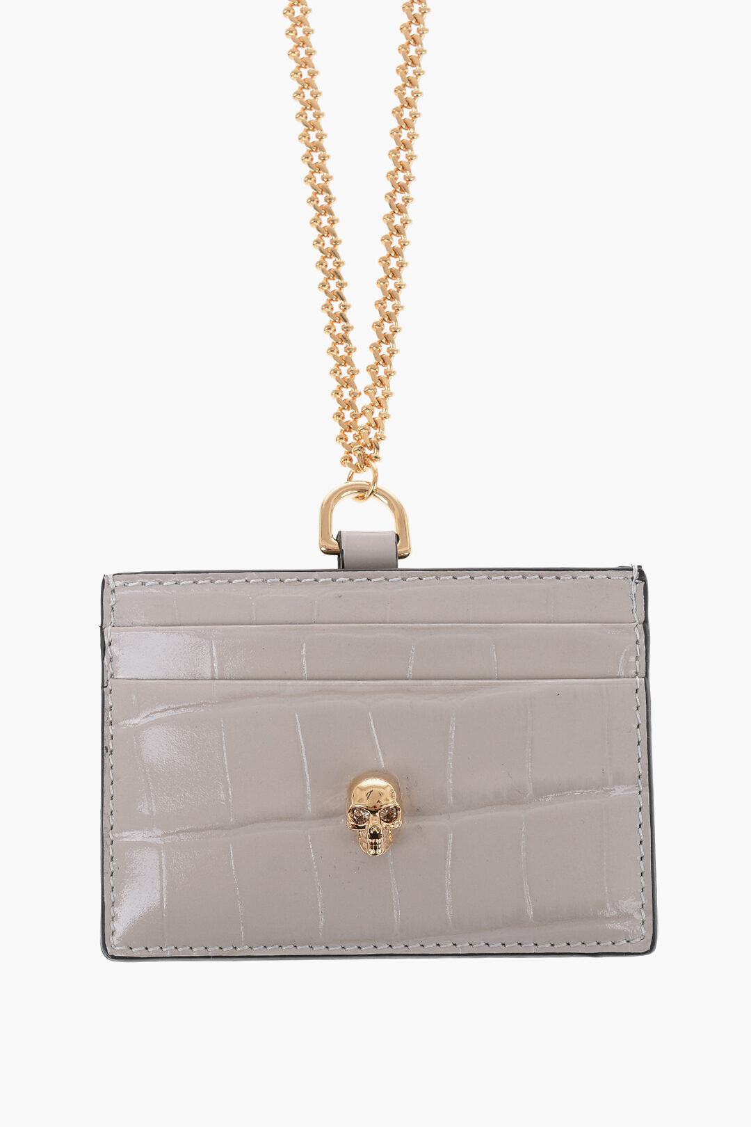 Alexander McQueen Leather Neck Card Holder with Golden Chain Alexander McQueen Leather Neck Card Holder with Golden Chain