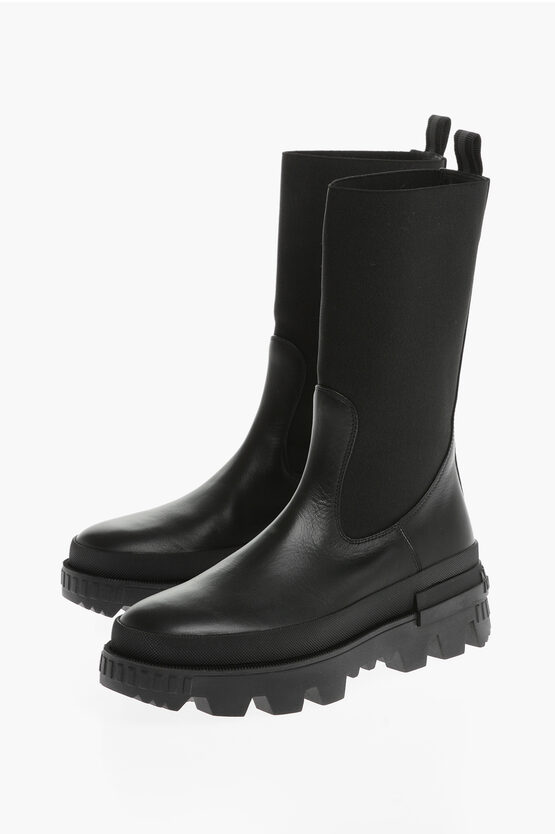 Moncler Neue Leather Chelsea Boots In Black