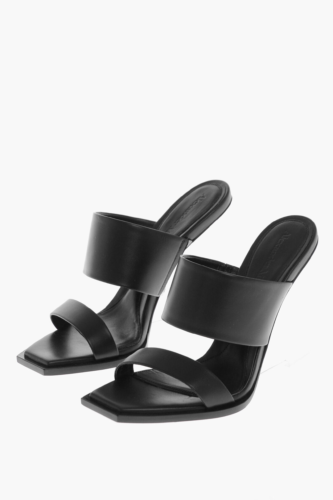 【Alexander McQueen】SANDAL PLEXI HEEL 95MM◆747579W4WB9 Alexander McQueen Leather Sandals With Plexiglass Heel