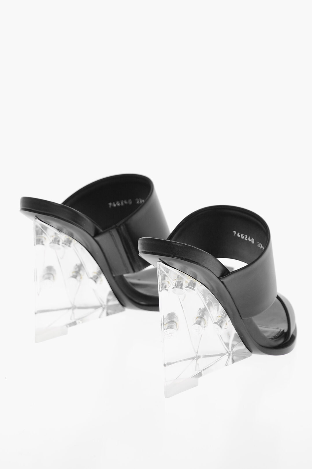 【Alexander McQueen】SANDAL PLEXI HEEL 95MM◆747579W4WB9 Alexander McQueen Leather Sandals With Plexiglass Heel
