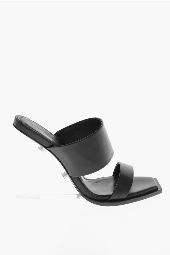 Leather NEW LUX Sandals with Plexiglass Heel 10cm
