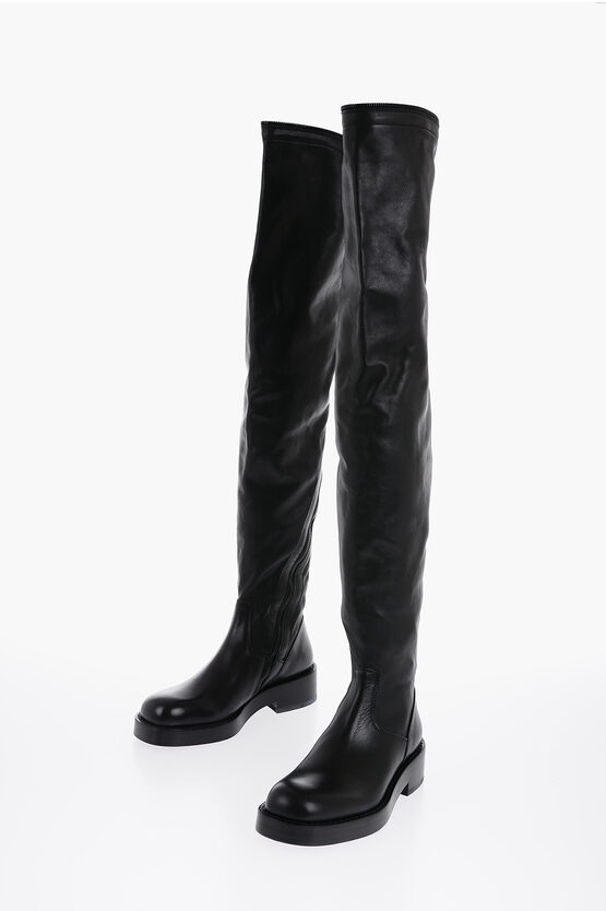 Shop Ann Demeulemeester Leather Nicky High Boots With Zip Detailing